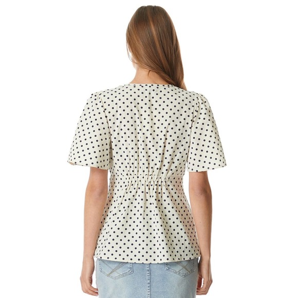 Soon Maternity Hani V-Neck Maternity Blouse - Polka Dot - White Multi/White Dot - Picture 4 of 12